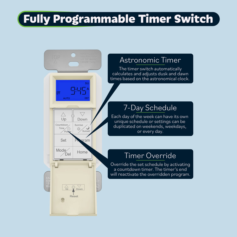 TOPGREENER 15Amp Single Pole Push Button Light Switch Wayfair Canada